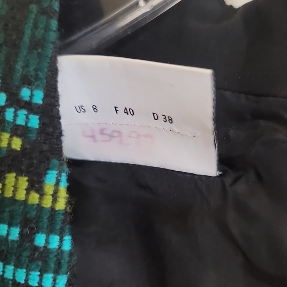 Akris Punto Green Multi Tweed Sheath Dress 8 Sleeveless V-neck - Picture 8 of 12